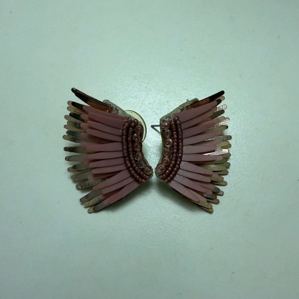 Mignonne Gavigan Blush Pink and Gold Fan Earrings